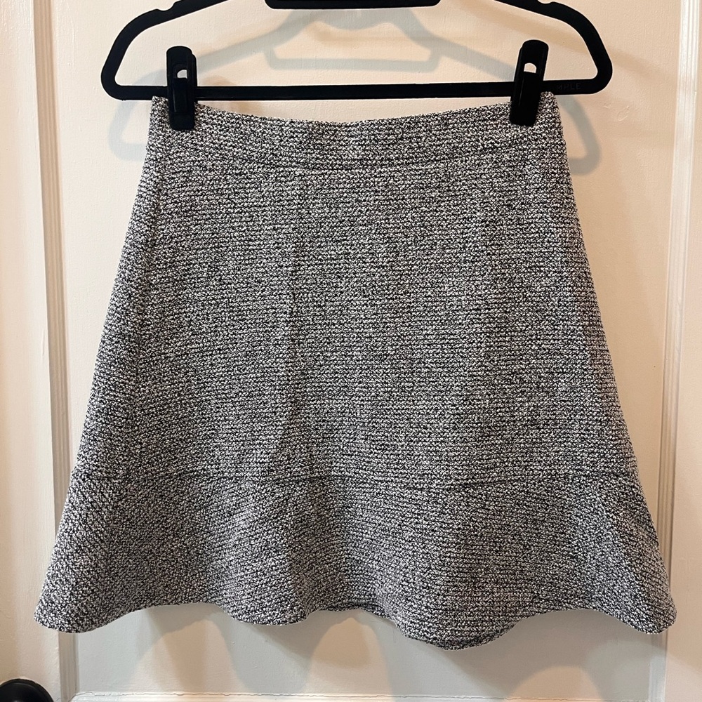 LOFT Textured Black and White A-Line Skirt